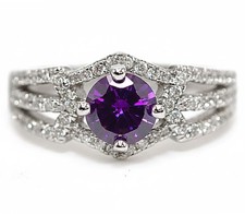 2CT Amethyst  Whtie Topaz 925 Solid Sterling Silver Ring Jewelry Sz 7,8,9 ZB8