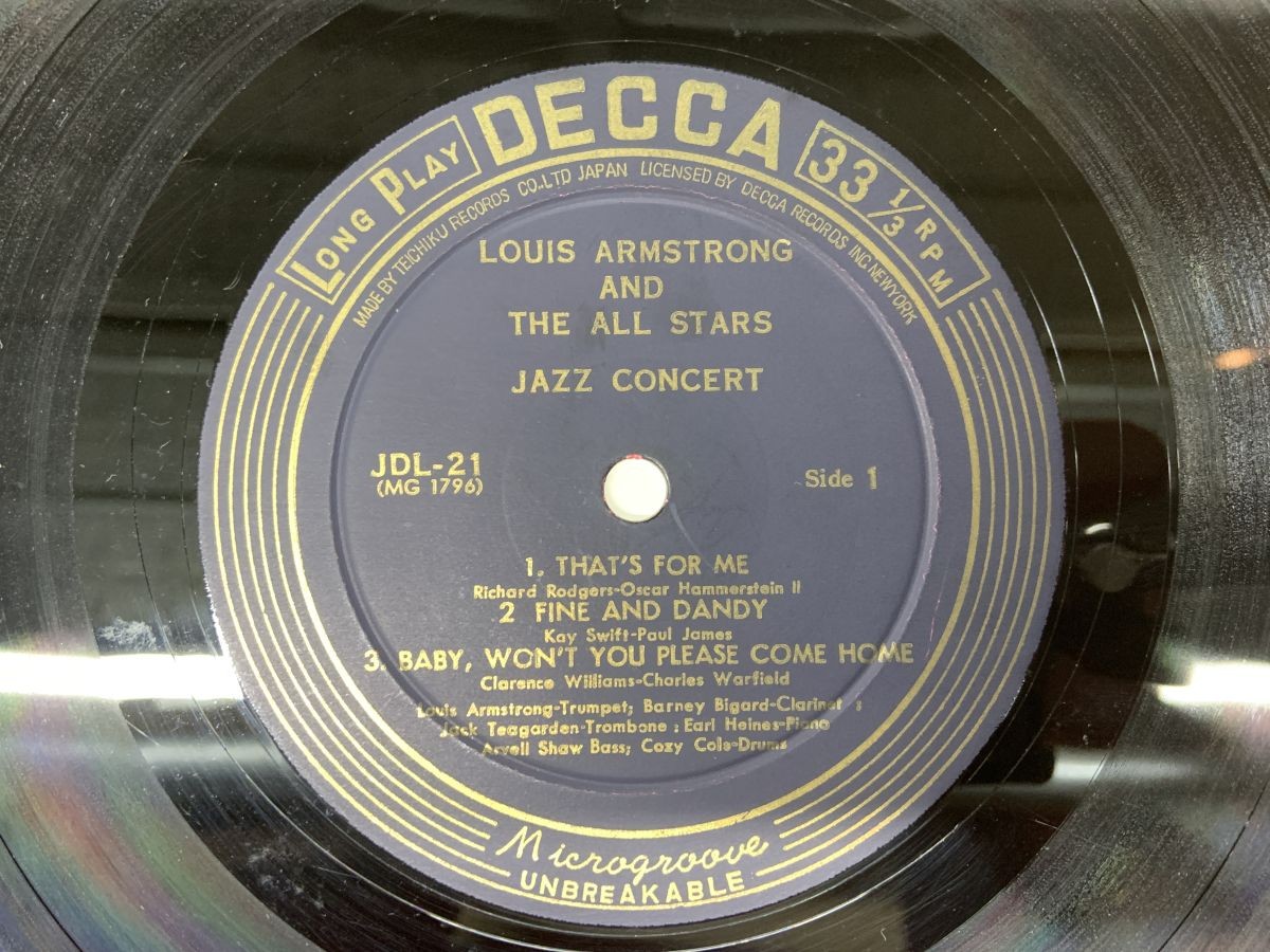 Louis Armstrong And The All Stars Jazz Concert Japan 10inch
