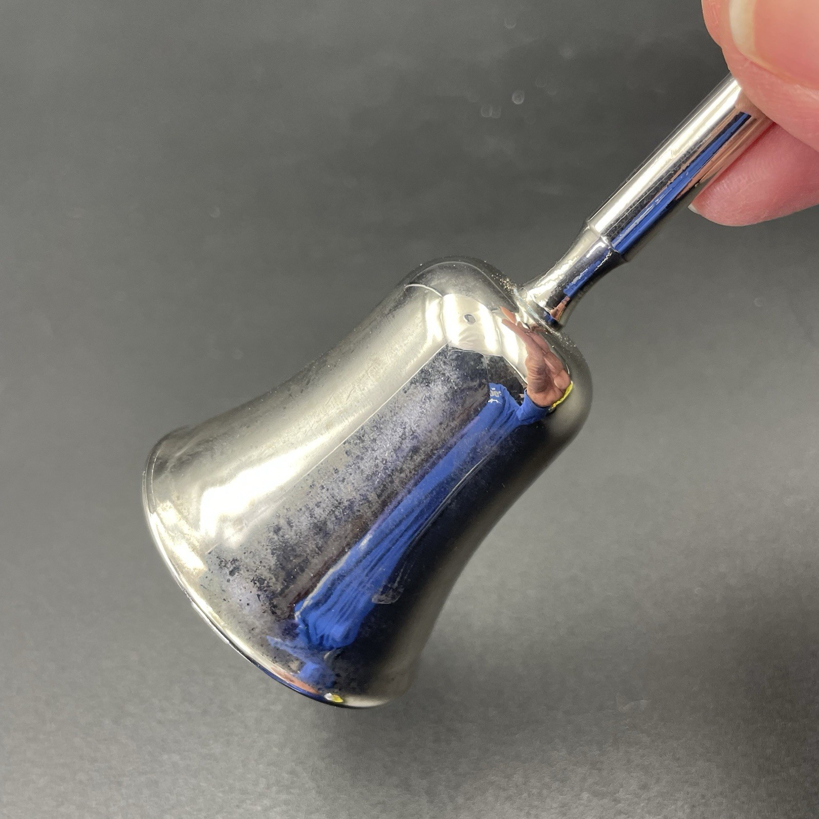 Vintage Small Silverplate Dinner Bell Polished Working Clacker Yoga Meditation