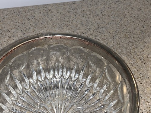 Vintage kleine Servierschale Kristall mit Silber Tellerrand 4,75" - Bild 8 von 8