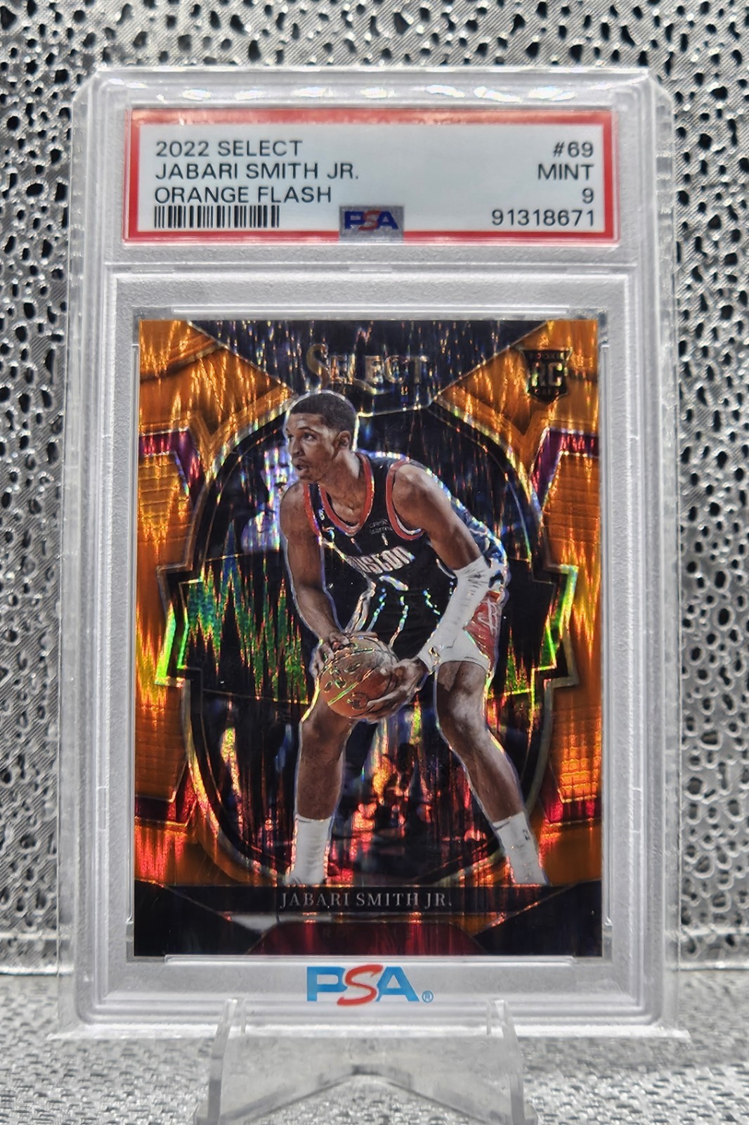2022-23 Panini Select Jabari Smith Jr PSA MINT 9 #69 Orange Flash Prizm Rockets