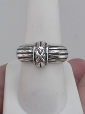 925 Sterling Silver X Dome Ribbed Band Ring Size 9
