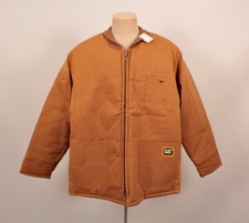 Men's VTG 90s Khaki Made in USA Duck Canvas Caterpillar Work Jacket L 1990s Cat