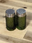 Anchor Hocking Soreno Bark Avocado Salt & Pepper MCM Vintage Set Of 2