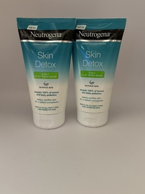 Neutrogena Skin Detox 2-In-1 Clay Wash Mask 5oz New 2 Pack