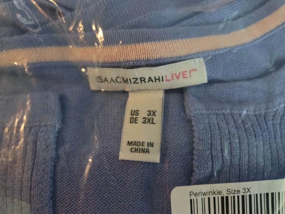 NUEVO ISAAC MIZRAHI LIVE 3X Suéter Túnica Top Azul Periwinkle Nuevo Foto 3 de 4