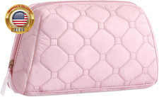 Small Makeup Bag,Travel Cosmetic Bag, Pink Puffy Padded Make up Bag for Women, W