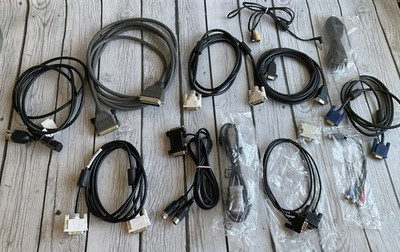 Lot of Computer Replacement Cables Adapters, HDMI, DVI-D, VGA, USB NEW & USED