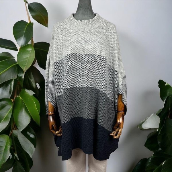 Women Barbour Poncho Grey Wool 40