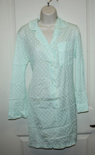 Vintage Barbizon Nightgown SMALL Midi Night Shirt Green Dots USA Patio Dress