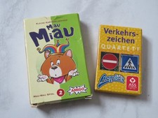 🌺 2 kleine Kartenspiele ~Miau Miau + Verkehrszeichen  Quartett Mitnehmspiele 🌺