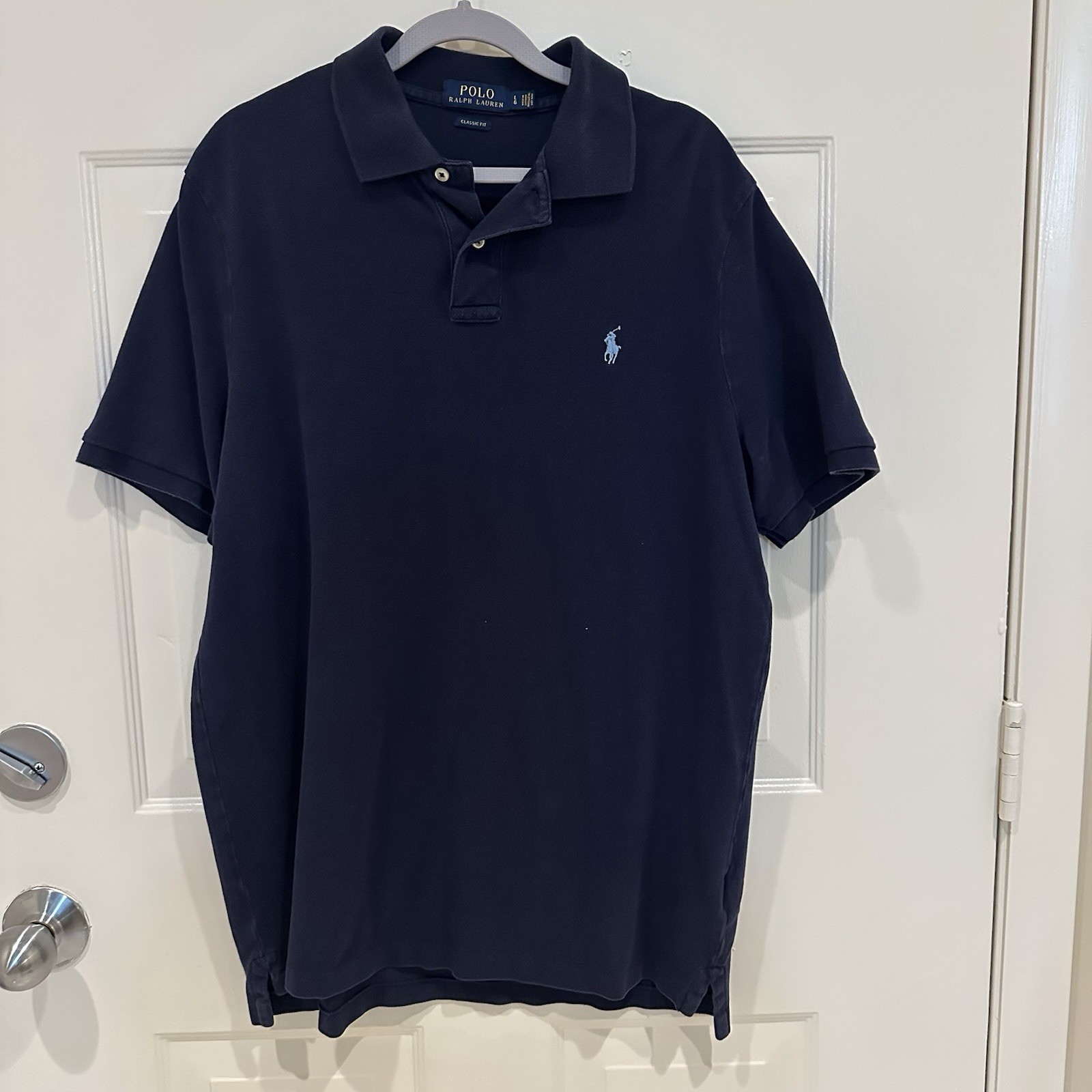Polo by Ralph Lauren Navy Blue Polo Shirt Men's Sz L turquoise Pony