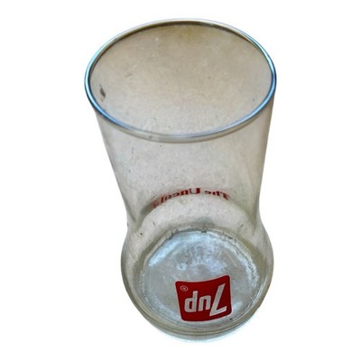 Glass drinking glass, 7UP 'The Uncola' upside-down vintage promotional glass