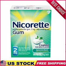 Nicotine Gum Stop Smoking Aid Spearmint Flavor Dual-Coated 2 Mg 160 Pieces Hot
