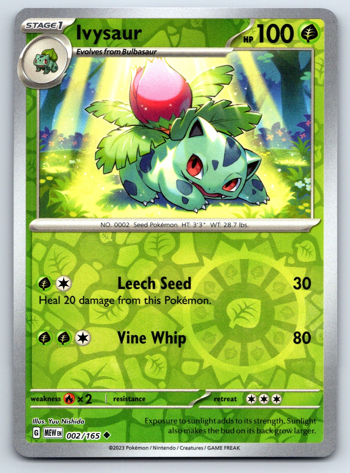 Pokemon Ivysaur - SV: Scarlet & Violet 151 (MEW) Reverse Holo 002/165 NM