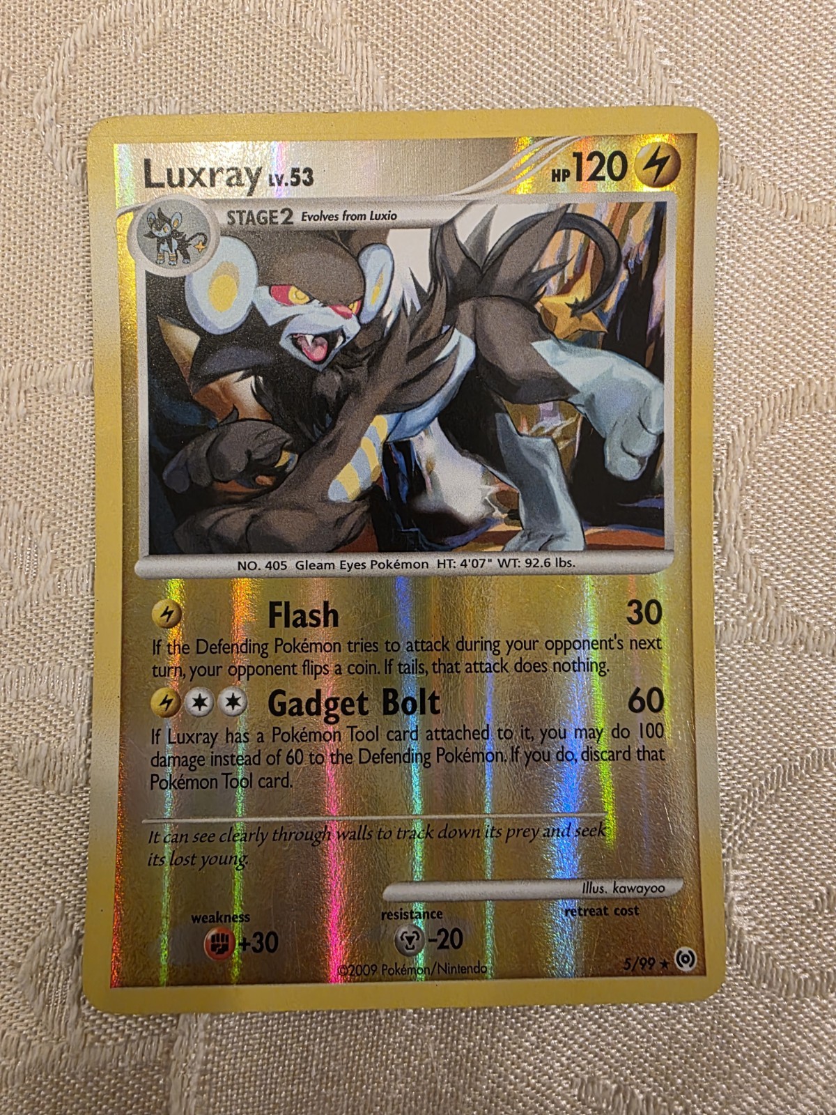 Luxray 5/99 - Reverse HOLO RARE - Platinum Arceus 2009 Pokemon Card - LP