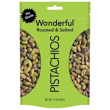 Wonderful Pistachios No Shells Roasted & Salted Nuts 12 Ounce Resealable Bag !!