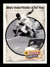 1992 UPPER DECK BASEBALL HEROES #46 WILLIE MAYS 1951 ROOKIE OF THE YEAR