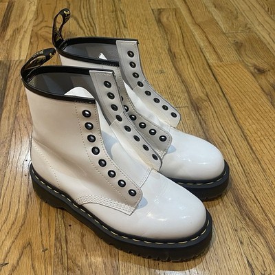 Dr. Martens 1460 Bex Toe Cap Lace Up Boots Patent White Leather Women s Size 8