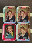 RARE vintage 1948 to 1950 Coca-Cola metal serving tray redhead girl Lot of 4