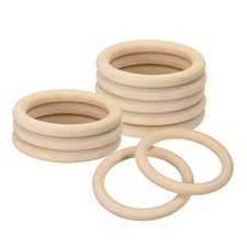 10Pcs 90mm 3.5" Natural Wood Rings 10mm Thick Smooth Unfinished Wooden Circles