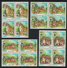 Laos WWF Tiger 4v Blocks of 4 1984 MNH SG#704-707 MI#706-709 Sc#517-520