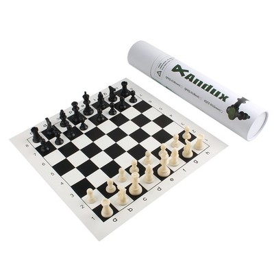 Schachspiel Set Schachfiguren und Rollbrett QPXQ01 schwarz, 35x35cm