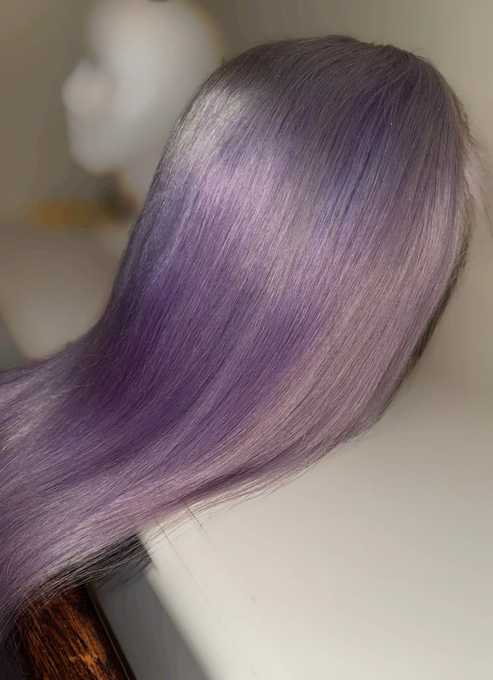 Peluca única, 28 pulgadas, 100 % cabello humano, tono lila/púrpura, textura recta, cosplay Foto 2 de 4