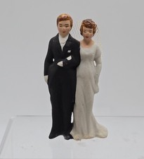 Vintage Ceramic Cake Topper Bride Groom Mid-Century Wedding Figurine