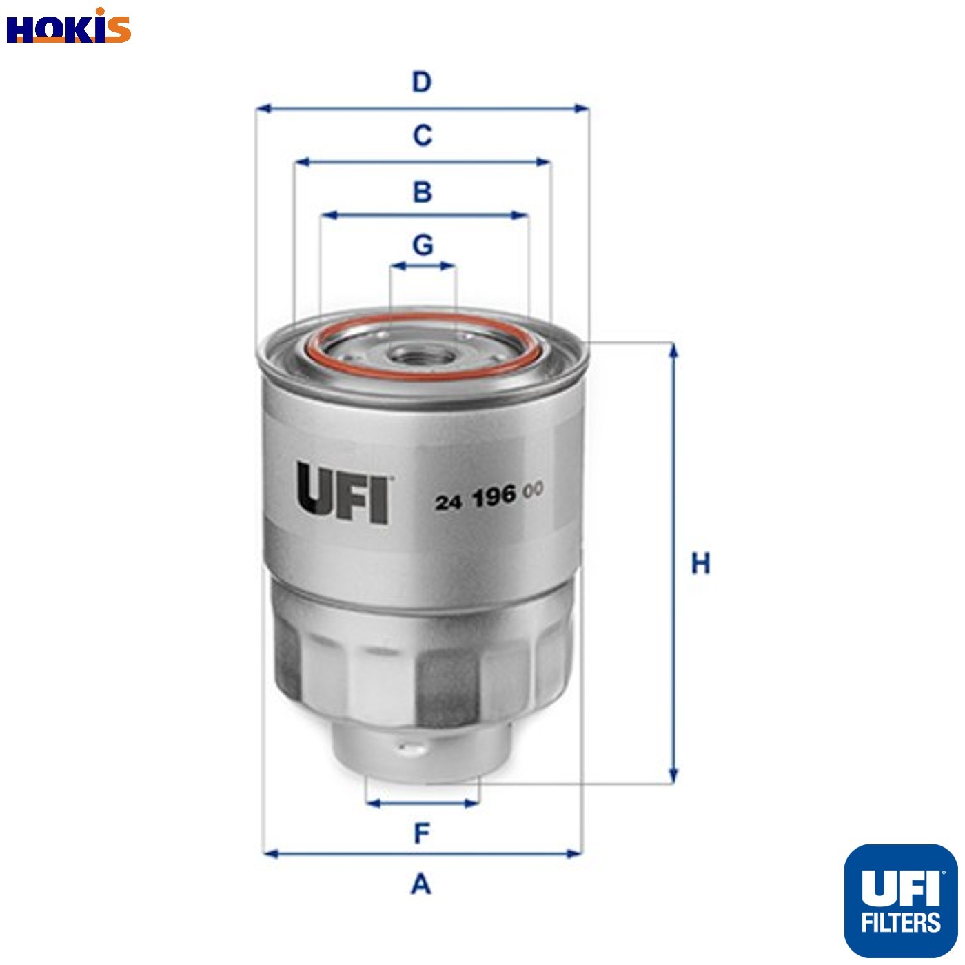 Fuel filter Filter Insert 24.196.00 UFI for HONDA ACCORD VII FR-V CR-V Mk II - Image 4