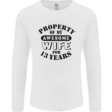 13th Wedding Anniversary 13 Year Funny Wife Mens Long Sleeve T-Shirt