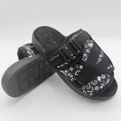 Draco Slides Black/White Bandana Skull Street Wear Slides Mens7-8 Womens 8-9.5