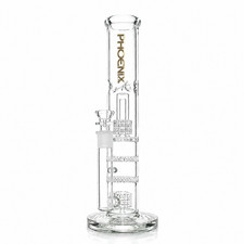 Phoenix 14" Clear Glass Bong Water Pipe 4 Perc Matrix Honeycomb Ice Catcher