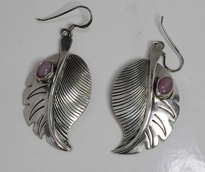 Southwestern Sterling Dangle Earrings LA Willie feather leaf