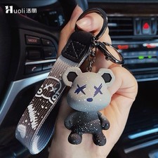 Cute Resin Keychain Charm Tie The Bear Pendant For Women Bag Car Keyring Mobile