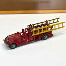 Antique Arcade Cast Iron Aerial Ladder Fire Truck Balloon Tires 10" Two Ladders image