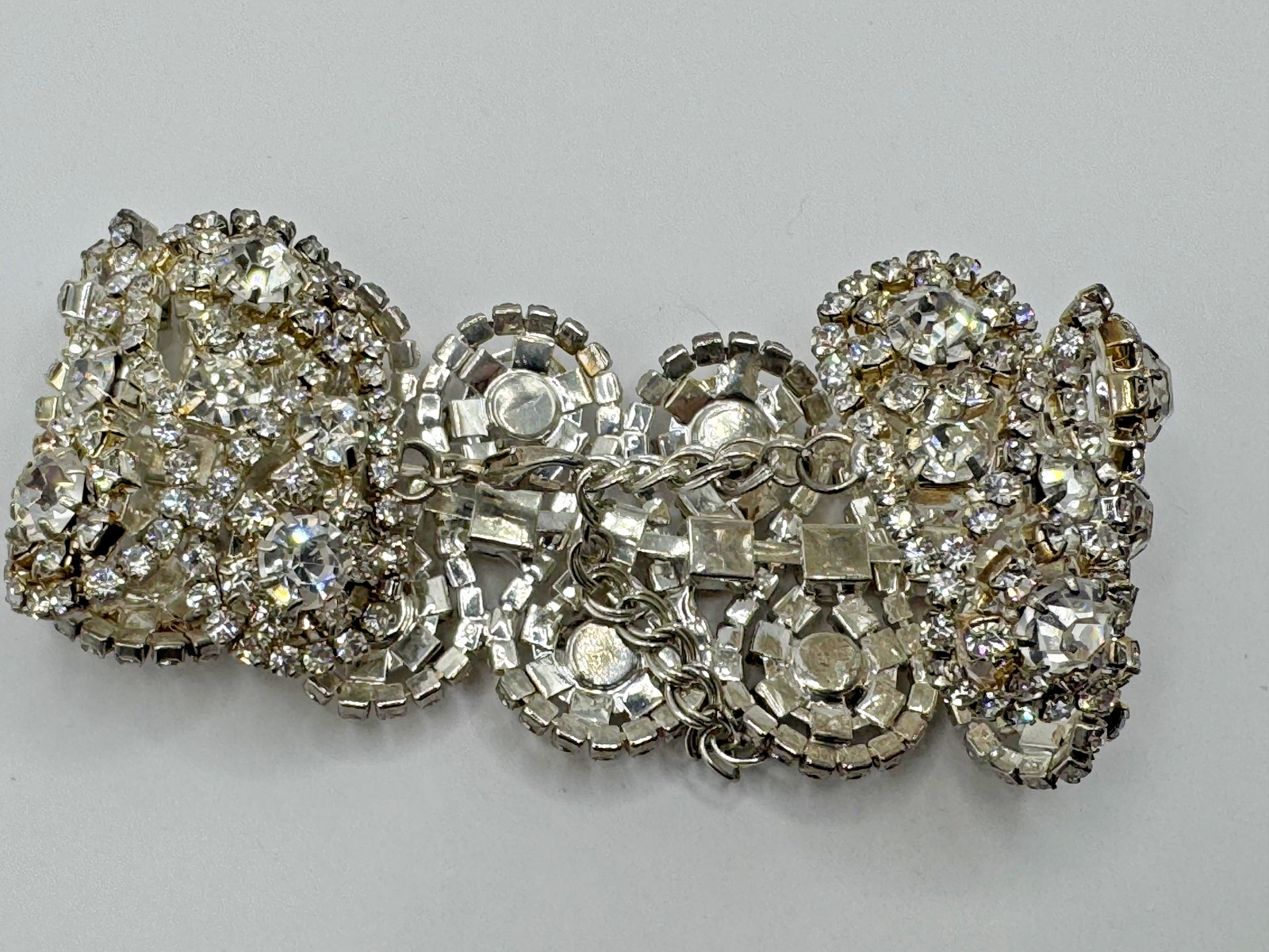 RHINESTONE CRYSTAL STATEMENT BRACELET WOMENS SILV… - image 3