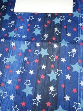 Fabric Traditions Blue Stripes Blue/Red/Silver/White Stars 1 Yard x 45"