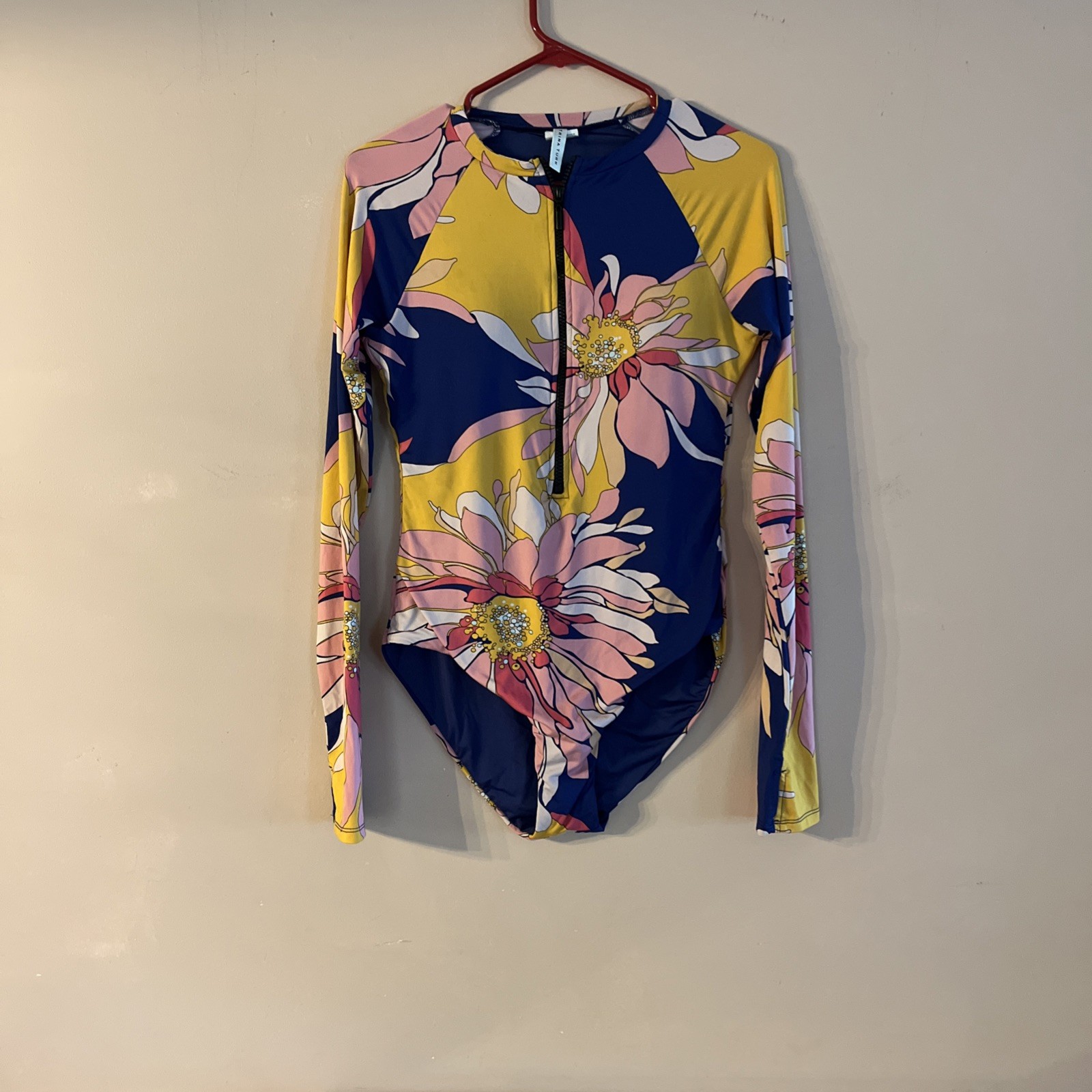 Trina Turk Breeze Floral Long Sleeve Paddle Swimsuit -  Size L - MSRP $172