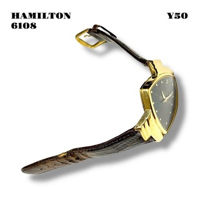 HAMILTON Ventura 6108 Watch Gold Black Vintage Rare Limited Japan