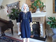 Stella McCartney Black 100% Silk Dress W/Embroidered Front Belted IT 38 US 4