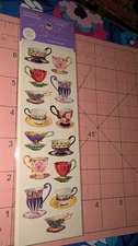 Vintage Gifted Line Stickers Teacups Tea Cups 2 Sheets Punch Studio New Pack