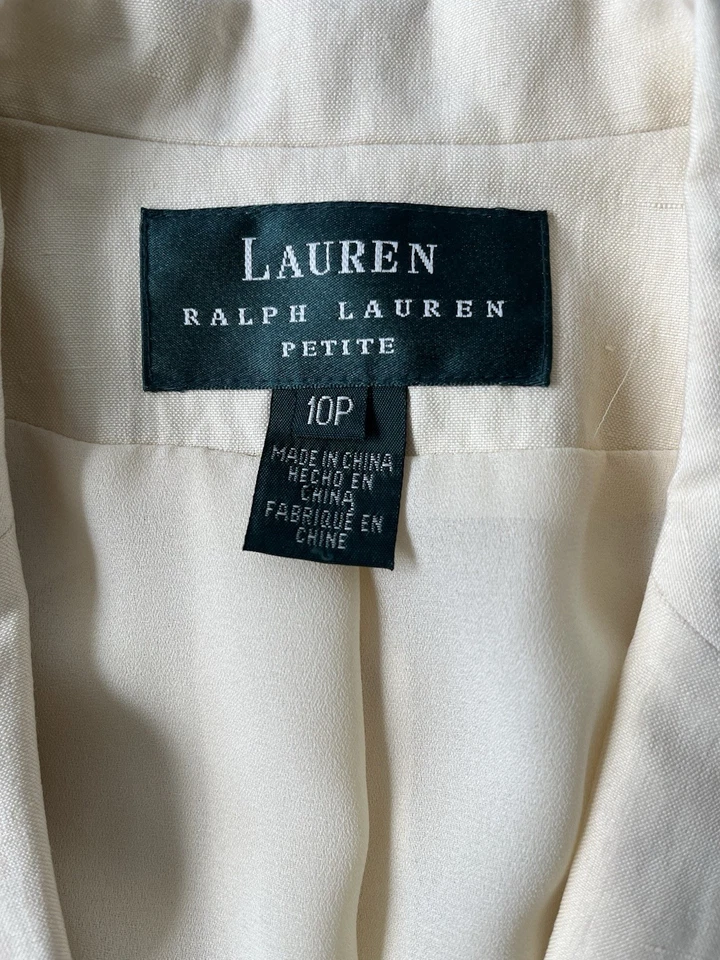 Blazer LAUREN Ralph Lauren PETITE Amarillo LINO DE SEDA Talla: Mujer’s 10P Foto 4 de 4
