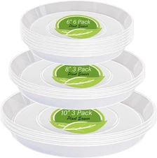 12 Pack Plant Saucer, 6 8 10 Inch Clear Plant Saucers Heavy Sturdy Plastic Plant