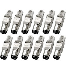 12 PCS Cat 6A RJ45 Connectors Tool Free 10Gbps Shielded Ethernet AWG 2224