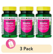 (3 pack) Spring Valley Extra Strength Biotin Plus Keratin Dietary Supplement🎁