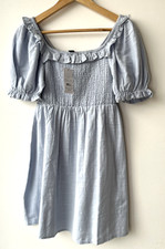 NEW LOOK - SHIRRED SHORT DRESS - SIZE 6 - BLUE