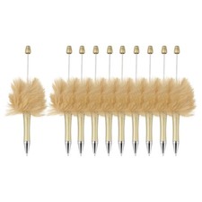 Fluffy Beadable Pens, Plastic Bead Pen for DIY Beads - 10 Pcs Gold