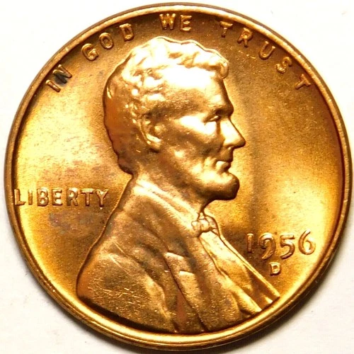 1956 D Lincoln Wheat Cent Choice BU 1c BRILLIANT UNCIRCULATED From OBW Roll