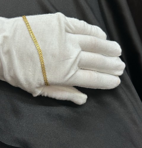 14k gold 3.8mm Wide Bismarck Ankle Bracelet 9.8in Max Wrist Weighs 4.5 gr. - Picture 6 of 7